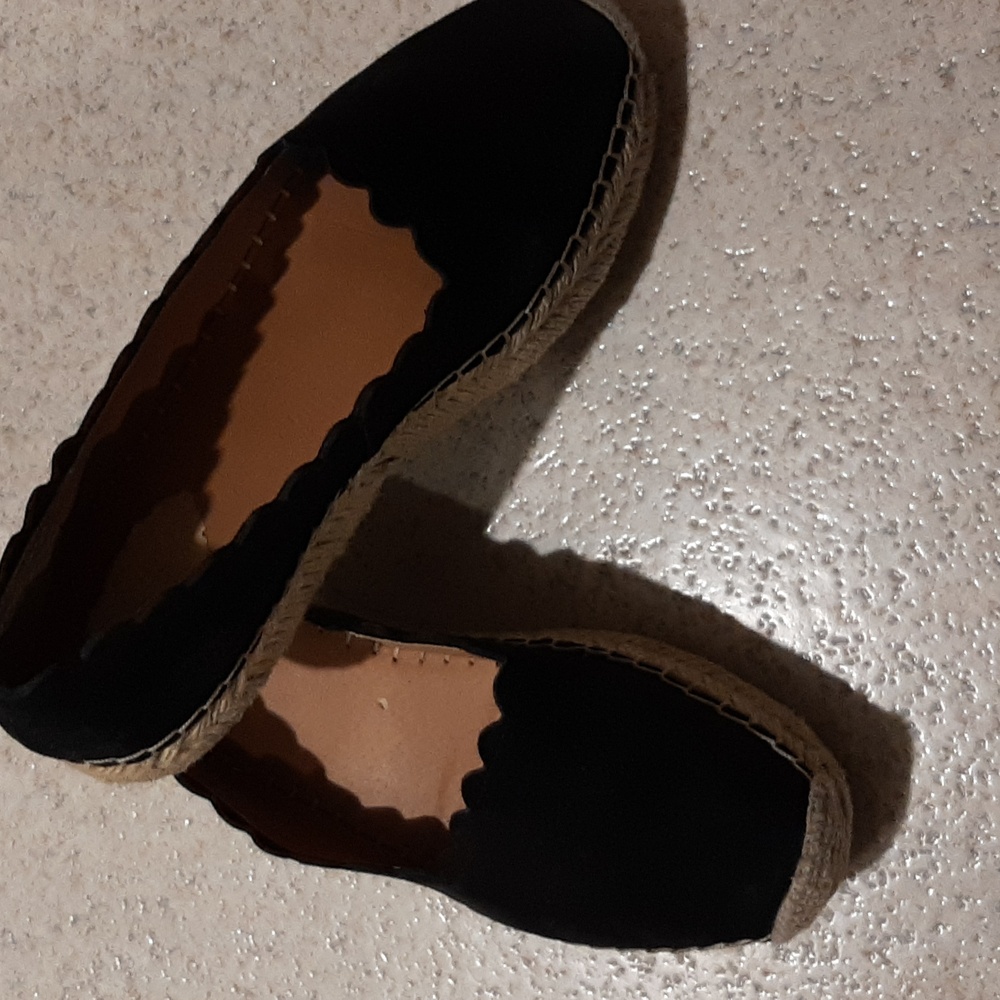 Crown Black Scalloped Espadrilles
